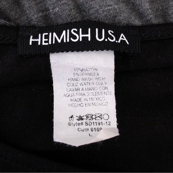 Heimlish USA Black Gray Leopard Animal Print Ruffle Long Sleeve Babydoll Dress L - Picture 4 of 4